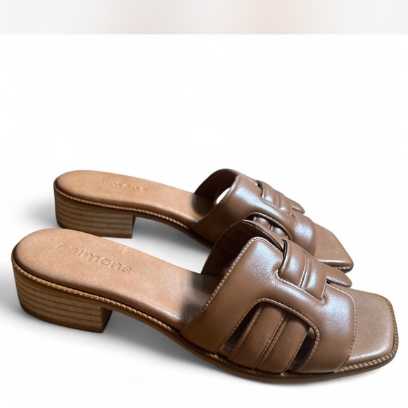 Simons Tan Leather Slide Sandals - Picture 3 of 6